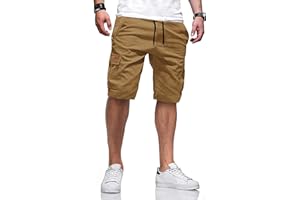 TARAINYA Cargo Short Homme éTé Coton Cordon de Serrage avec 6 Poches Taille Elastique Casual Short
