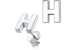 Silvora Kolczyki sztyfty ze srebra wysokiej próby (S925) z inicjałami dla kobiet, idealne na prezent e srebro wysokiej próby, colore: H, cod. VE19065B-EUS