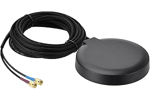 Superbat Antenna GPS + 4G LTE Magnetica per Auto con Doppio Connettore SMA Maschio Compatibile con Sistemi di Telematica Auto, Router 4G LTE e Amplificatori di Segnale Mobile