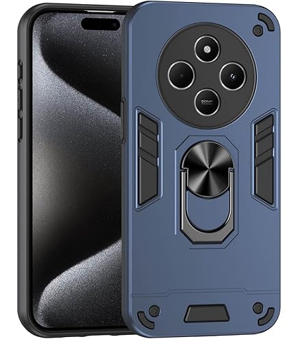 MMlife For Xiaomi Redmi 14C 4G Case With Slide Camera Cover And Stand Kickstand Ring With Tempered Glass Screen Protector [2 Pieces],Military Grade Shockproof Protective Cover, Red