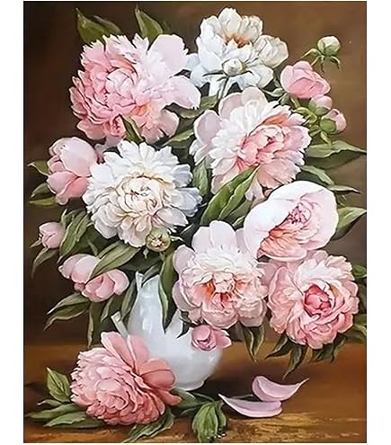 Peinture Diamant – Lis Rose 40x50 Cm – Kit Complet Adulte – Art Thérapie Anti-stress – Loisir Créatif à Paillettes
