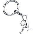 GCT Alphabet Letter A Metal Keychain for Car Bike Men Women Keyring (Silver)