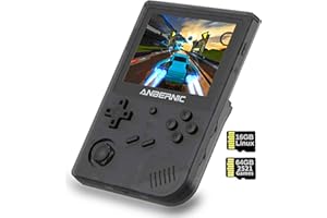 ANBERNIC RG351V Handheld Game Console , Open Source System Built-in Wifi Online Sparring 64G TF Card 2500 Classic Games 3.5inch IPS Screen Retro Game Console(Black)