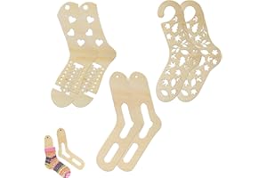 NSXIN 6 stück Socken Blocker Holz Sockenbretter, Handgefertigte gewebte Sockenschablone Sockenblocker, Größen Verstellbare Sockendehner zum Stricken und Häkeln