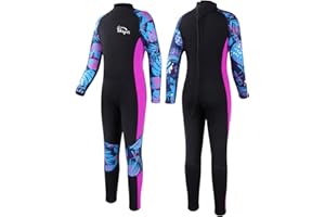 Yikayin Combinaison de Plongée Intégrale pour Enfants, 2.5 mm Néoprène, Combinaison de Plongée pour Ados et Filles, pour la Natation, Plongée, Snorkeling, Surf, Sup