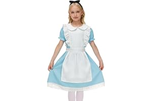 BesserBay Girls Puff Sleeve Peter Pan Collar Blue Dress with Headband 3-14 Years