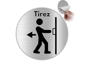 LEIASA | Panneau Adhésif Tirer Porte - Diamètre Ø 100 mm - Épaisseur 0,8 mm - Aluminium - Panneau Tirer Porte - Signal Tirer Porte - Autocollant 3M Direction Porte - Signal Tirer Porte