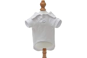 lovelonglong Basic Dog Polo Shirts Premium Cotton, Polo T-Shirts for Large Medium Small Dogs with a Two-button Collar Blank Color White XL
