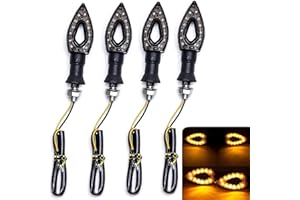 SFONIA 4pcs Indicateurs de Moto 12 LED Flèche Clignotants Lumières 12V Imperméable Universel pour Moto Scooter Quad Cruiser Off Road