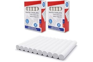 Leddy Living - Zestaw 24 Białych Kred do Tablic | Wysoki Kontrast | Płynne Pisanie | Bezpieczne i Nietoksyczne | Idealne do Szkoły i Biura, Kolor biały, 1 unità (Confezione da 24)