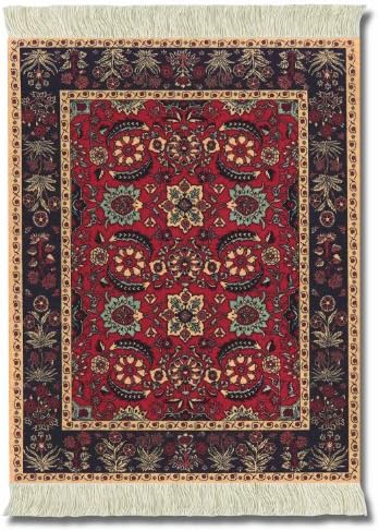 Lextra (Pashmina Flowers), Mouse rug, Black/Red/Tan/Rust/Light Blue, 10.25 x 7.125 Inches, One (MPF-1) by Lextra CoasterRug