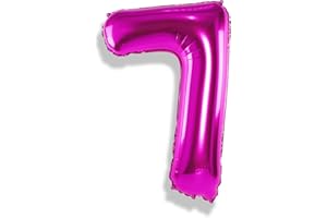 ISNDARE Hot Pink Number 7 Balloon, 40 Inch Number 0-9 Set for Women 27th Birthday, Foil Helium Self Inflating Large Balloons for Kids Girls 7th Birtyday Party Decor Anniversary Graduation for Supplies