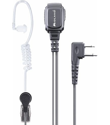 Midland MA29-LK Microfono Auricolare Con PTT 2 Pin Kenwood – Filtro Antirumore, Cavo Intrecciato, Per Radio Professionali