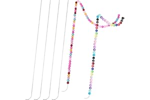 Ptwola 4 PCS Curved Beading Needles 3.66 Inch Stainless Steel Bead Spinner Needles 0.7mm Diameter String Bead Needles with Straight Handle for DIY Beading Jewelry Bracelets Necklaces Crafts Making