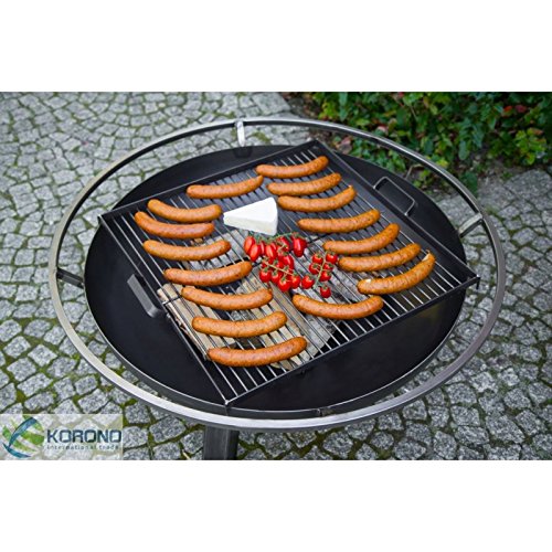 Feuerschale auf Fuß + Grill Stahl, 70 cm - 5