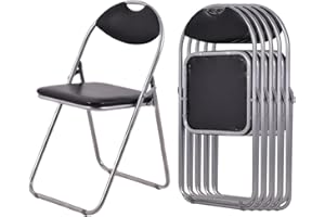 TANGZON 2/4/6 Pack Folding Chairs, Metal Frame Padded Conference Chairs, Easy Storage Dining Desk Chairs for Kitchen Office School Event (6 Pack)
