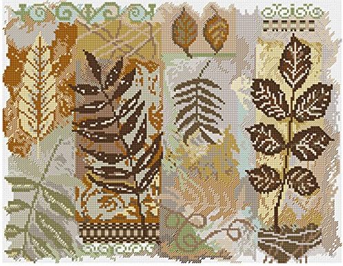 Candamar Designs Size 35.6 x 27.9 cm Leaves Counted Cross Stitch Kit, Multi-Color