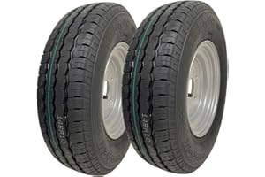 Parnells, 2 Ruote per Rimorchio Tubeless da 10 Pollici, 145r10 Pneumatici Wanda Radiali e Cerchi in Acciaio, 4 Prigionieri 4" Pcd, Alta Velocità, Omologazione Stradale 84/82n, Diametro Totale 492 mm