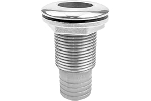 HZSIFU Barbed Short Straight Thru-Hull Fitting with Nut & Custom Gasket for Boat RSV Yacht, Marine Stainless Steel 316 Through Hull Connecter Hose Skin Fitting Drain for 1-1/2 1.5" I.D. Hose