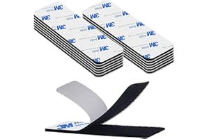 Rusoz Scratch Autocollant Double Face, Bande Agrippantes Adhésives Extra Fort 10 pièces Rectangle Adhésif Double Face Noir Puissant Réutilisable 3 x 10cm