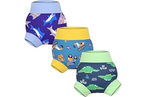 FLYISH DIRECT Baby Riutilizzabile Pannolino da Nuoto, Baby Swimming Nappy, costumi da bagno impermeabili per neonati, 3 pcs, XL/5T