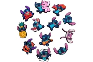 Babioms 24 pcs Ciondoli per Scarpe per Bambini, Stich Accessori Per Scarpe Anime,Accessori Decorativi per Scarpe, Zoccoli, Sandali e Bracciali