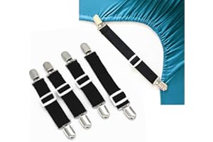 Lesfit Attache Drap Housse, Lot de 4, Noir