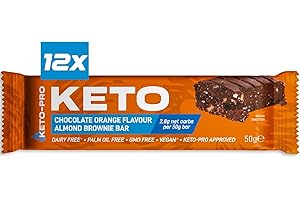 KETO-PRO FUELLED BY FAT Keto-Pro Keto Bars (12 x 50g) | Low Carb Bars - 2.8g Net Carbs | No Sweetener Erythritol & Stevia Free | Chocolate Orange Flavoured Keto Food Bar | Low Carb Protein Snacks…