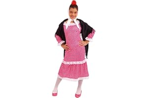 RUBIE'S Rubies Chulapa De Lujo para niñas, Vestido, chal, pañuelo y clavel, Oficial Rubies para San Isidro, Chulapa madrileña