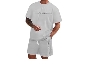 Zannycn Jogging Suit Men's Short Tracksuit Print Two Piece Set Leisure Sports Suit 2-Piece Casual T-Shirt and Short Comfortable Leisure Suit Men