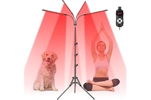 EONDEVO Lámpara de Luz Roja con Soporte, 4 Cabezas 660nm y 850nm Lámpara Infrarroja con 240 LEDs y Altura Regulable de 38-152cm para el Hogar y la Oficina