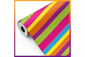 Bobina papel de regalo, rollo grande 62cm x 100m • RAYAS Iris • Ideal para: Tiendas Negocios Comercios envolver regalos Cumpleaños Baby Shower Bodas Decoración [FP Fiesta Paper]