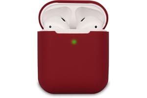 KOKOKA Schutzhülle Hülle Kompatibel mit AirPods 2, Silikon Schutzhülle Hülle für AirPods 2, LED an der Frontseite Sichtbar, Burgundy