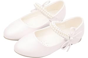 KKvoPiQ Kinder Prinzessinnen Schuhe Elegant Kleid Schuhe Blumen Party Schuhe Weichen Sohlen Tanzschuhe Festliche Mädchen Schuhe Prinzessin Hochzeit Bowknot Perlen Lederschuhe Schulschuhe