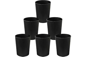 Cetomo 7.2L*6 Cestini per la Carta, Cestino per la Spazzatura di Plastica, Piccoli Cestini, Cestino Rotondo per Rifiuti per Cucine, Opaco, Apertura Superiore, Nero, 7.2L (6 pezzi)