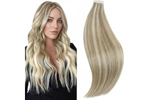 ‎RUNATURE RUNATURE Tape Extensions Echthaar Braun Blond 30cm 20 Stück Unsichtbare Echthaar Extensions Tape Braun Hervorheben Blond Haarverlängerung 30g Tape in Extensions Echthaar Echthaar #8P60