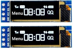 Fasizi 2Pcs I2C OLED Display Module 0.91 Inch I2C OLED Screen Driver DC 3.3V~5V for Arduino - White font