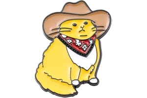 MAXQUU 1 Piece Yellow Cartoon Cute Kitten Brooch, Mini Pin, Metal Enamel Badge, Fun Cowboy Gift, Personalized Creative Jewelry, Suitable for Various Clothing, Hats, Backpacks