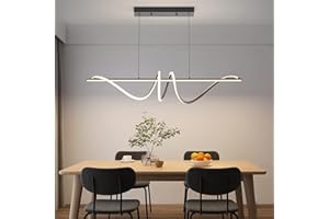 ‎MIKERU Mikeru Moderne LED-Pendelleuchte 120cm, Schwarz 10%-100% Dimmbare Esszimmerleuchte mit Fernbedienung & Memory-Funktion & 3 Farblichter 3000K/4500K/6000K Kronleuchter für Küche Indoor Wohnzimmer