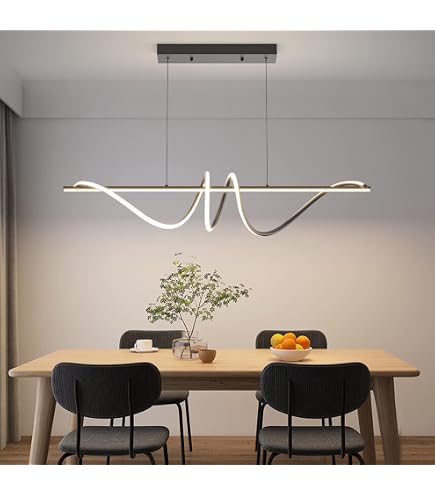Spiral Pendelleuchte Schwarz Dimmbar – 120 Cm, 78W, 6400LM, Höhenverstellbar Für Esszimmer & Wohnzimmer