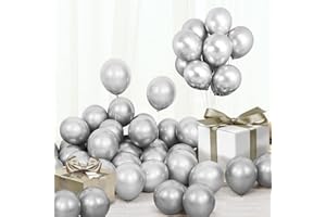 Bealif Metallic Balloons, 30 PCS 5 Inch Thick Chrome Metallic Silver Balloons Helium Shiny Balloon for Birthday Baby Shower Wedding Anniversary Festival Carnival Party Decorations (Silver)