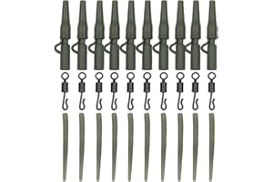 KWINFEI Carp Fishing Lead Clips and Tail Rubbers Tackle Set,40pcs Complete Rig Kit with Anti-Tangle Sleeves and Quick Change Swivels for Carp Anglers, End Tackle Accessories for Safe