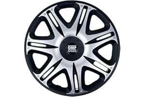OCC MOTOR SPORT OMP SPEED SET 4 HUBCAPS GHOST BLACK/SILVER 14 INCHES