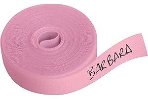 HABERDASHERY ONLINE Ruban Étiquette Thermoadhésive 3m x 1cm, Écriture au Stylo Bille, Pour Vêtements Enfants, Linge École, Coton et Polyester, Rose
