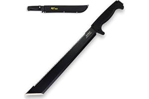 Machete Xforst MREC con lama sega, lunghezza totale 53 cm. Con impugnatura antiscivolo in gomma e lama fissa. Per attività all'aperto, sopravvivenza e bushcraft.