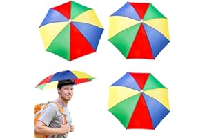 LONSVTTU 3 Stücke Regenbogen Regenschirm Hut Sonnenregen Wasserdichte Fischen Kappe