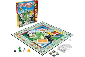 Monopoly Junior Game, Monopoly Board Game for Kids, Family Game for 2-4 Players, Multicolor