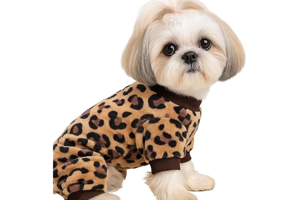 KUTKUT Dog Pajamas Flannel Dog Onesie Comfy Velvet Winter Pajamas Coat Jumpsuit for Small Dogs and Puppies,Winter Warm Dog Clothes with Legs Pet Doggie Onesies Romper Coat ( XL),Brown,1 count