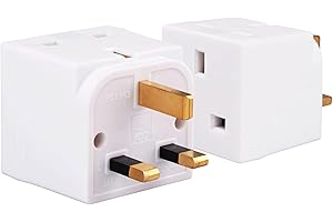 Double Dragon 13A 2-Way 3-Pin Multi Plug Adapter | Converts 1 Plug into 2 | Cube Wall Socket Splitter for Multiple Connections | Child Safety Shutters, Fire-Retardant PP | UKCA & CE Certified