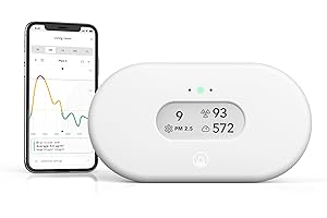 Airthings 2960 View Plus: monitor de radón y de la calidad del aire con detector de PM 2,5, CO2, COV, humedad y temperatura, aplicación para móviles, Wi-Fi, notificaciones